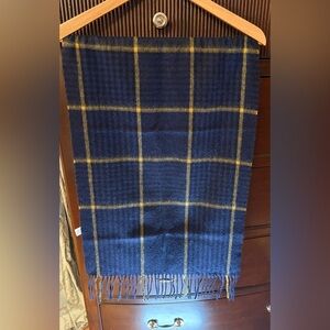 Frank & Oak, 100% wool, long scarf, Navy and Yellow Plaid, men, women, unisex